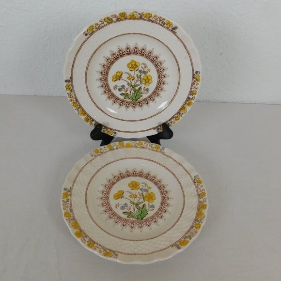 Lot of 2 Spode Buttercup New Black Backstamp Bread Butter Plate 6.5 in England - Picture 1 of 9